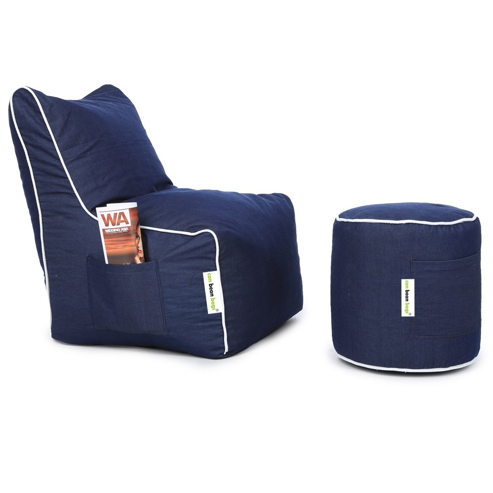Can bean bags Classic XXXL Denim Arm Bean Chair With Footstool